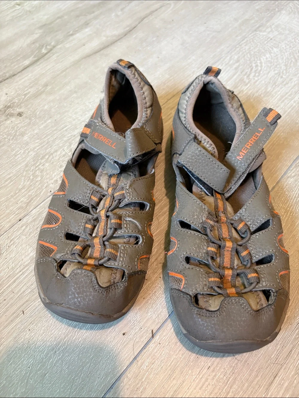 Merrell Kids' Brown and Orange Closed-Toe Sandals